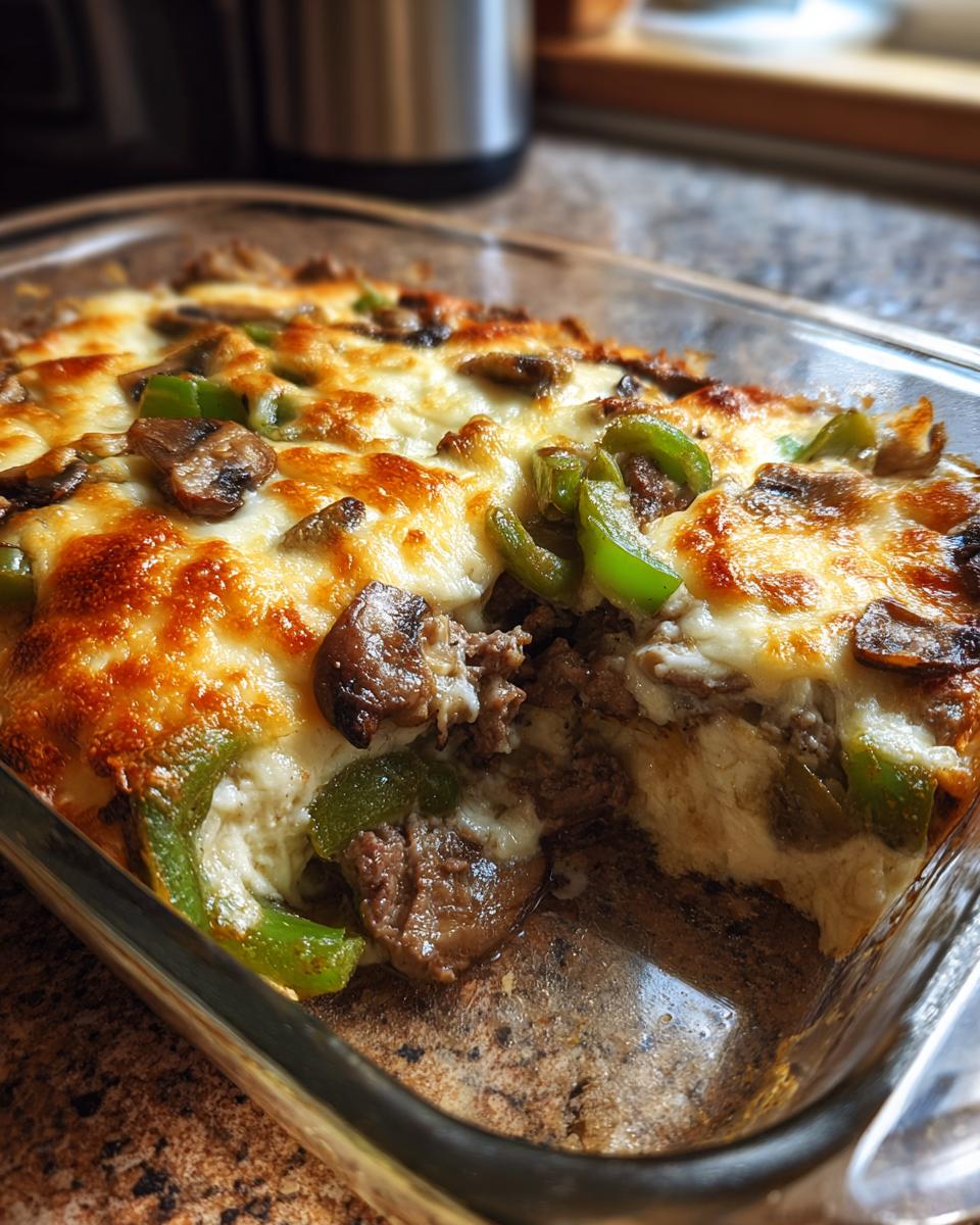 Cheesy Low Carb Philly Cheesesteak Casserole Recipe - detail 2