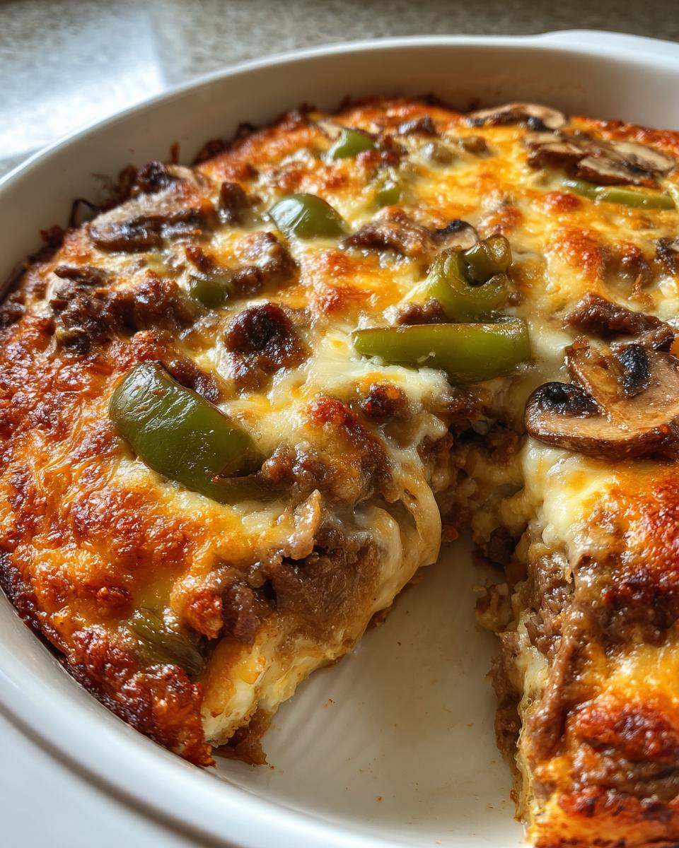 Cheesy Low Carb Philly Cheesesteak Casserole Recipe - detail 3