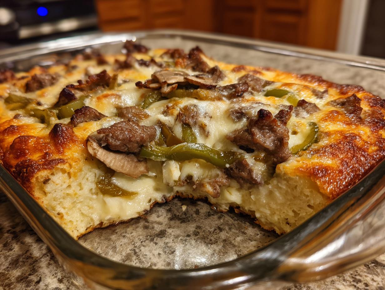 Irresistible 30-Min Cheesy Low Carb Philly Cheesesteak Casserole