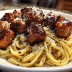 Garlic Butter Sausage Bites with Creamy Parmesan Pasta