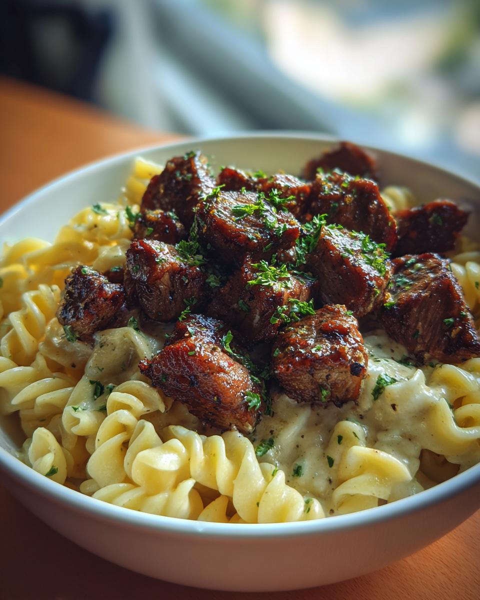 Garlic Butter Steak Bites & Creamy Alfredo Pasta - detail 1