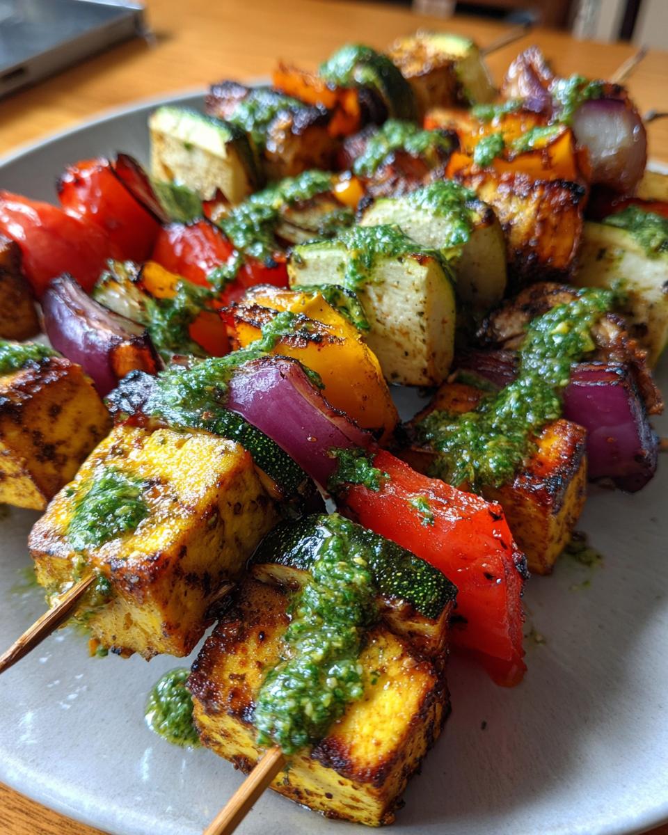 Grilled Tofu and Veggie Skewers with Chimichurri - detail 1