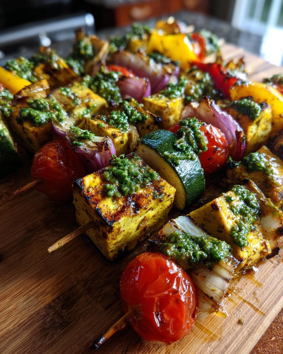 Grilled Tofu and Veggie Skewers with Chimichurri - detail 2