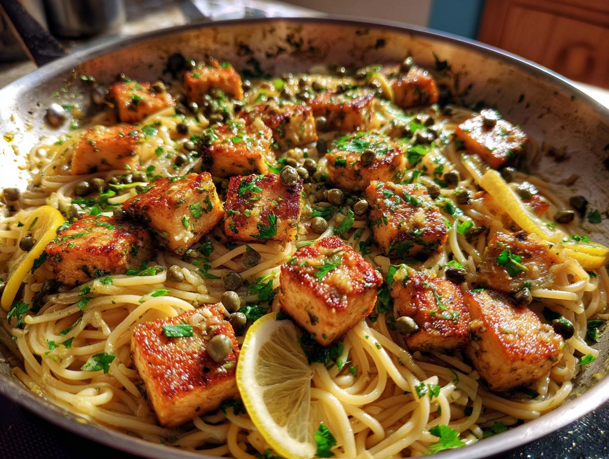 Delicious One-Pan Tofu Piccata Pasta in 40 Minutes